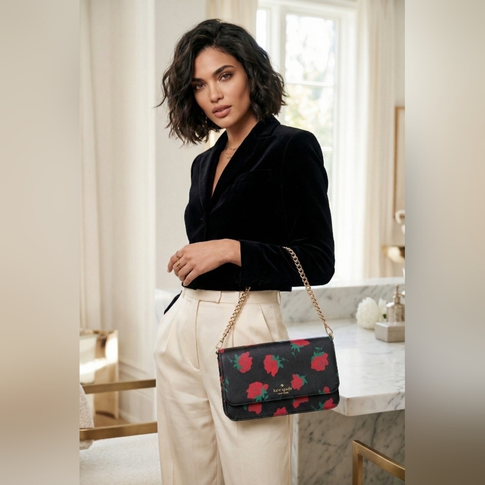 Kate Spade Madison Rose Toss Printed Flap Crossbody - Picture 10 of 10